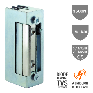 Gâche Élec. 13 Sym. 20,5Mm 3500 N À Émission Mu 10-24V Ac/Dc Tvs