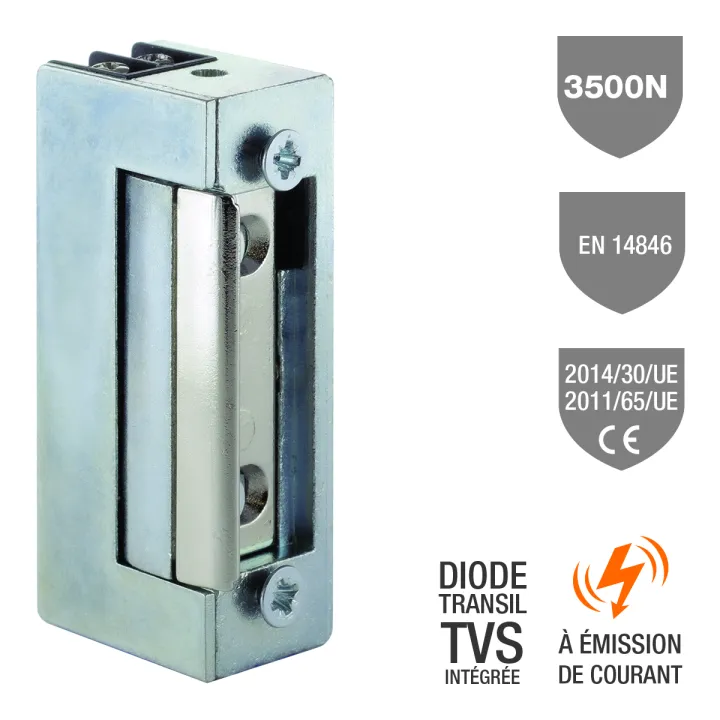 Gâche Électrique 13 Sym 20,5 Mm 3500 N À Émission 10-24V Ac/Dc Tv