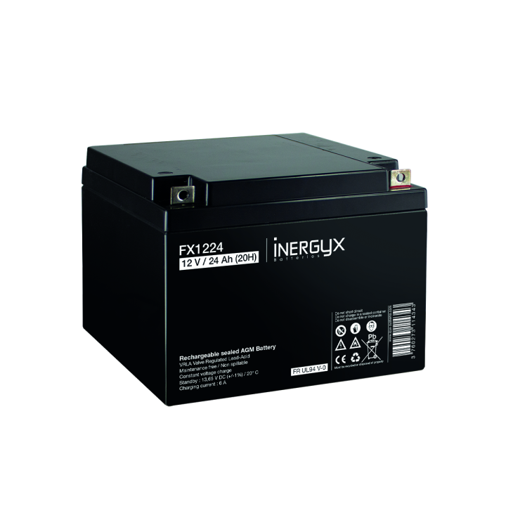 Batterie Rechargeable Vrla 12V / 24 Ah - Bac Fr Ul94 V-0 - 165 X 177 X 126 Mm