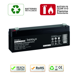 Batterie Rechargeable Vrla 12V / 2,1 Ah - Bac Fr Ul94 V-0 - 178 X 35 X 61/67 Mm