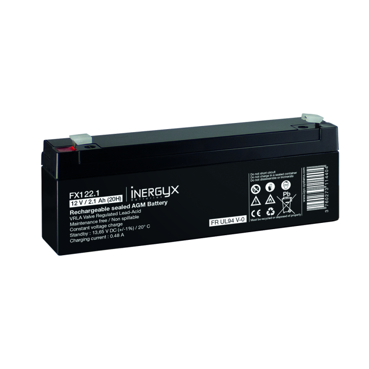 Batterie Rechargeable Vrla 12V / 2,1 Ah - Bac Fr Ul94 V-0 - 178 X 35 X 61/67 Mm