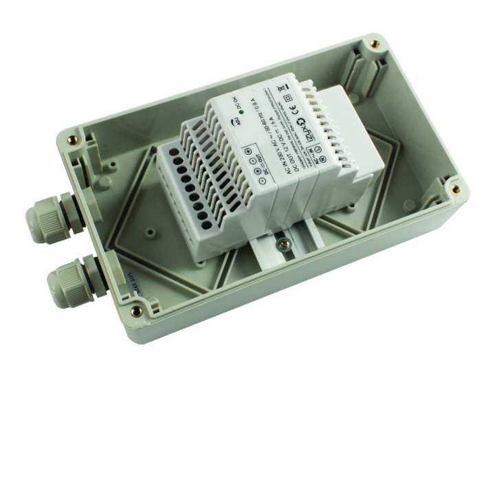 Alimentation 230V Ac / 12V Dc / 5A Boîtier Abs Ip 65 180 X 105 X 80 Mm 2 Pe