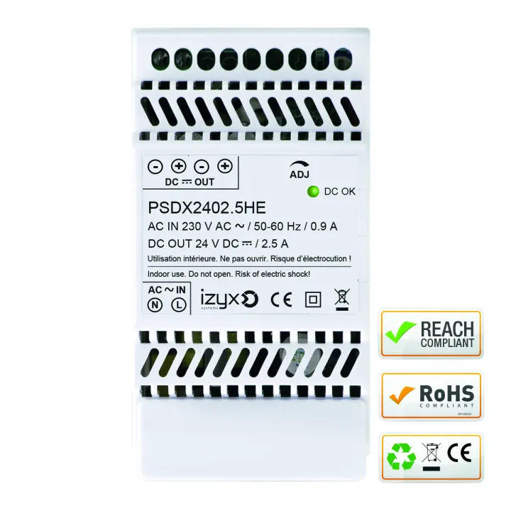 Alimentation Rail Din 3M 230V Ac / 27,6V Dc (24-28V) / 2,5A