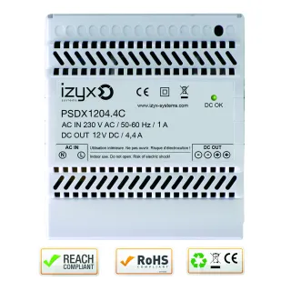 Alimentation Chargeur Rail Din 5M 230V Ac / 12V Dc (13,8V) / 4,4A