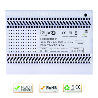 Alimentation rail DIN 7M 230V AC / 27,6V DC (24-28V) / 4,2A