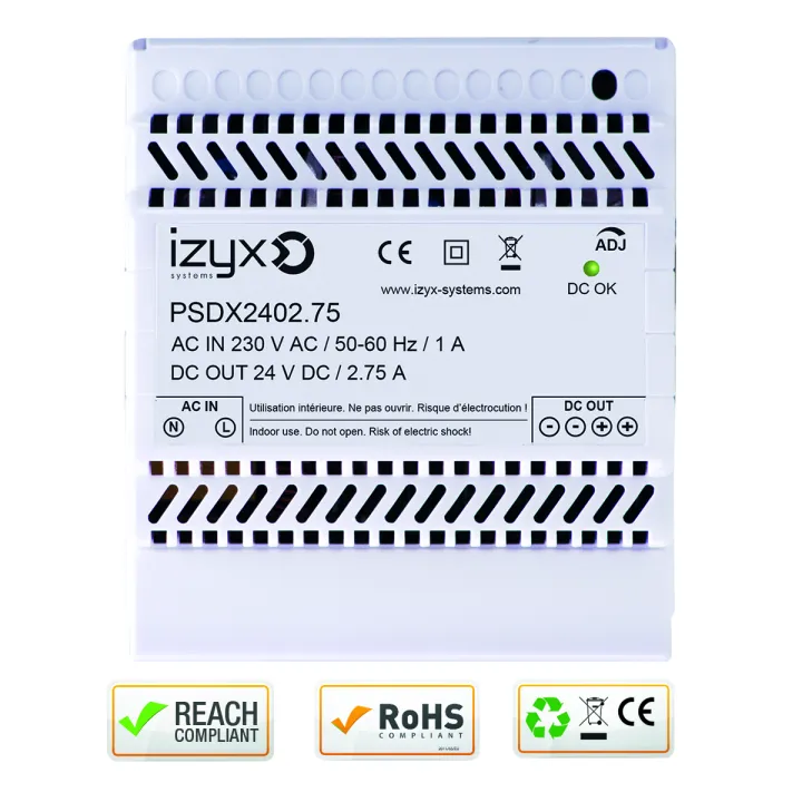 Alimentation Rail Din 5M 230V Ac / 27,6V Dc (24-28V) / 2,75A