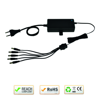 Alimentation Bloc Table 5 Voies 230V Ac / 12V Dc / 5A Câble 2M Avec Fiche Dc