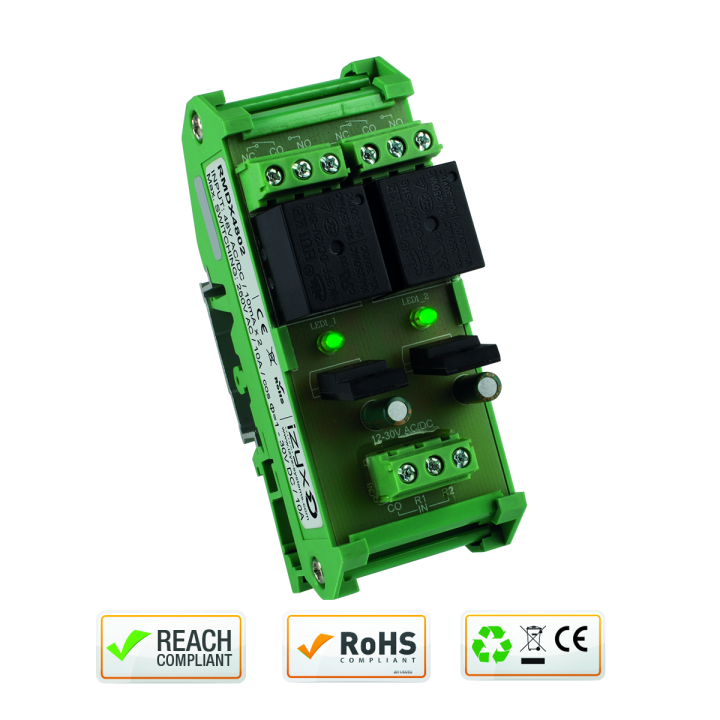 Relais rail DIN 48V AC/DC 2 relais/2 LEDs Max. 250V AC/10A-30V D