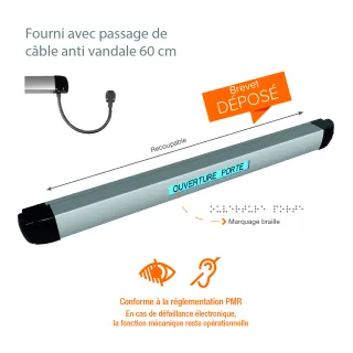 Barre Contact Pmr 850 Mm 2 Ctc Autonome /Pilotable 12/24V Dc Pass. Câble 60 Cm