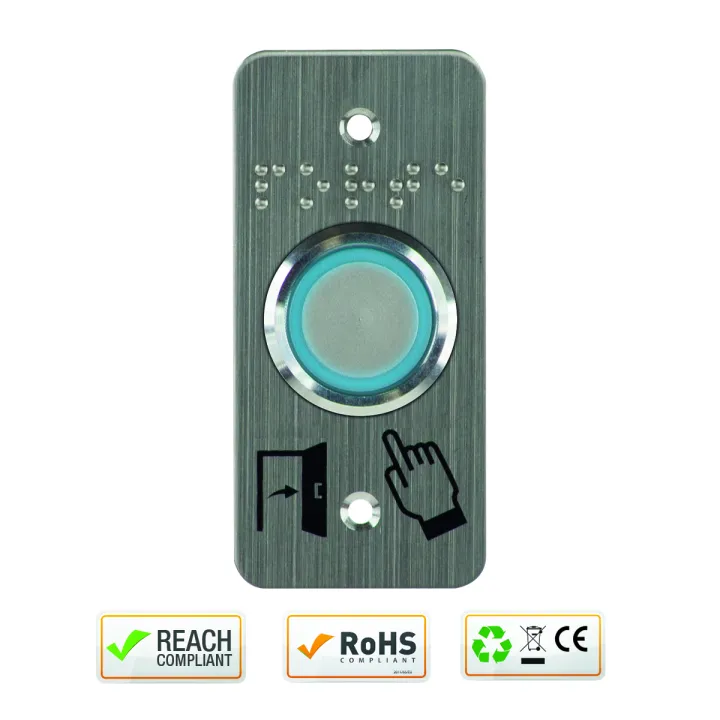 Bouton P. Pmr Acier Inox Deq.25 Mm Halo B/V Et Buzzer Relais Temporisé + Ssp125