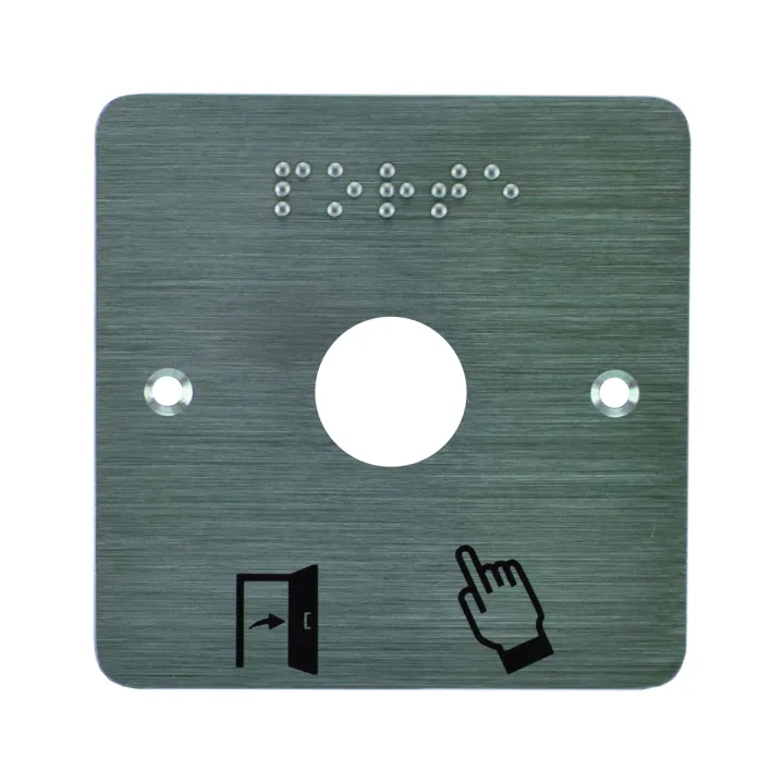Plaque Acier Inoxydable 80 X 80 Mm Perçage Diam. 25 Mm Braille Porte + Picto