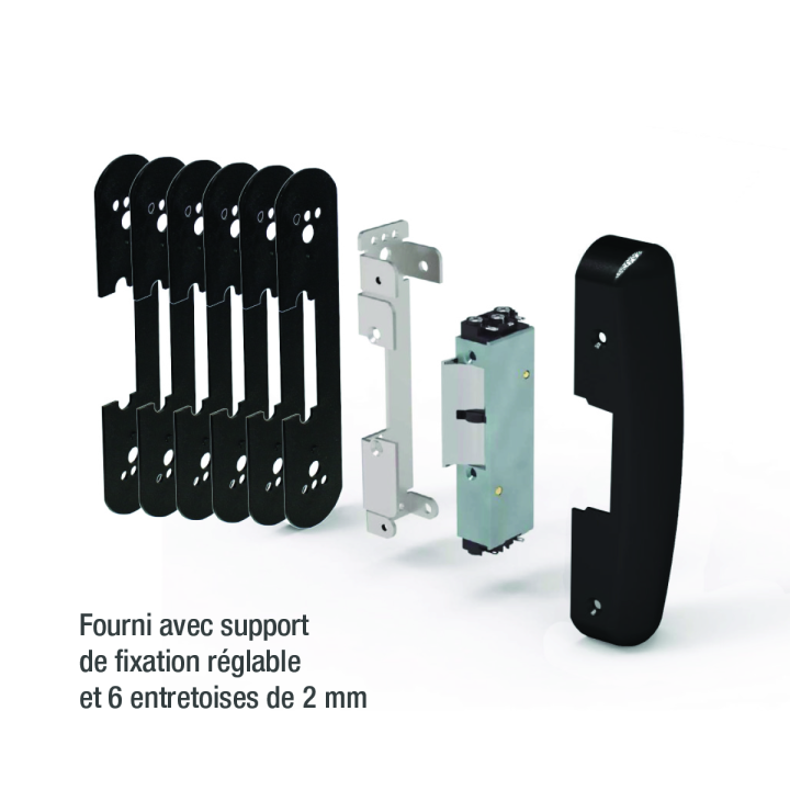 Gâche élec. 34A AP pour BAP 6500 N à rupture 12V DC TVS / Noir