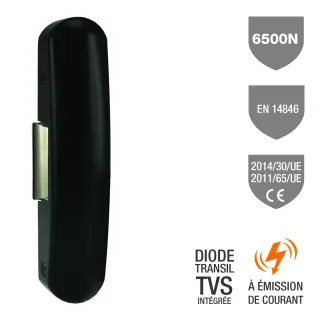 Gâche Élec. 14A Ap Pour Bap 6500 N À Émission 10-24V Ac/Dc Tvs / Noir