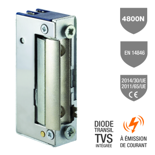 Gâche Élec. 15 Sym. 16 Mm 4800 N À Émission Mu 10-24V Ac/Dc Tvs