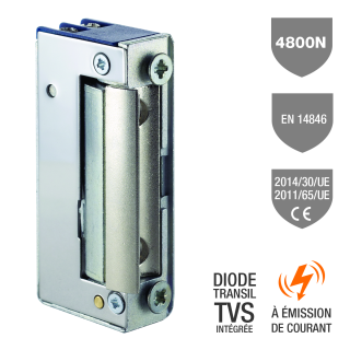 Gâche Élec. 15 Sym. 16 Mm 4800 N À Émission 10-24V Ac/Dc Tvs
