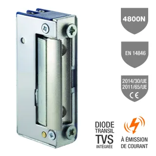 Gâche Électrique 15 Sym 16 Mm 4800 N À Émission 10-24V Ac/Dc Tv