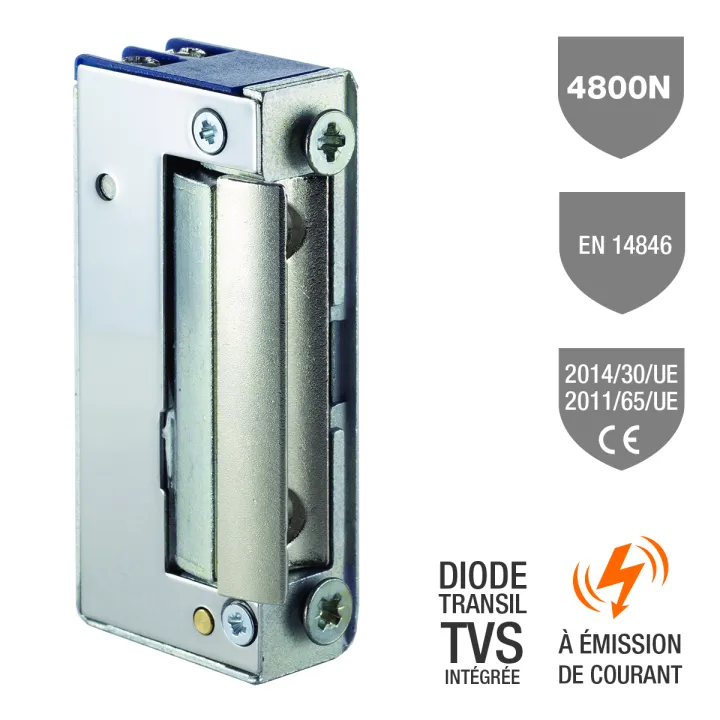 Gâche Électrique 15 Sym 16 Mm 4800 N À Émission 10-24V Ac/Dc Tv
