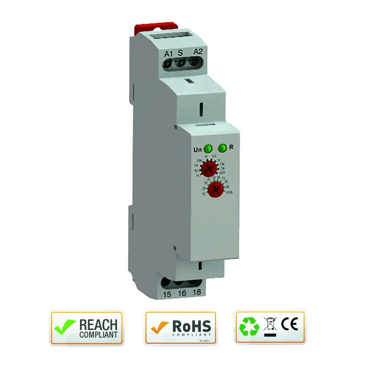 Relais Temporisé Rail Din 1M 12V Ac/Dc À 230V Ac/Dc 0,1 Sec. À 10 Jours
