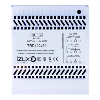 Transformateur Rail Din 5M 230V Ac / 12/24V Ac / 30Va (2,5A/1,25A)