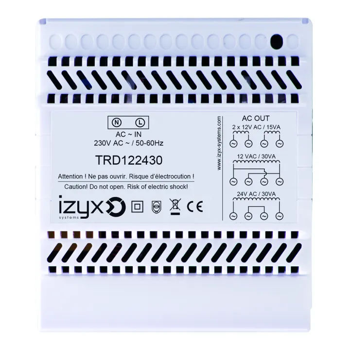 Transformateur Rail Din 5M 230V Ac / 12/24V Ac / 30Va (2,5A/1,25A)