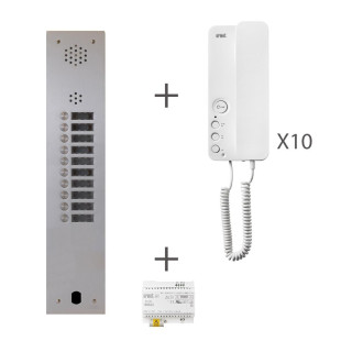 Kit Audio Préprogrammé, 2Voice, Platine Et Postes, 1 Rangée, 10 Boutons