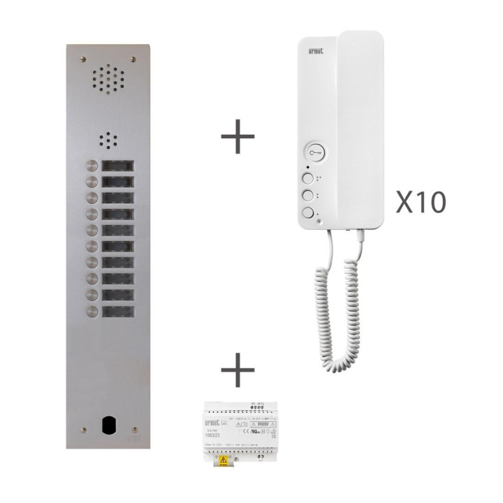 Kit Audio Préprogrammé, 2Voice, Platine Et Postes, 1 Rangée, 10 Boutons