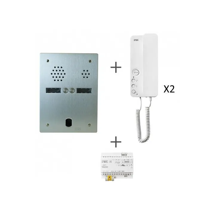 Kit Audio Préprogrammé, 2Voice, Platine Et Postes, 2 Rangée, 2 Boutons