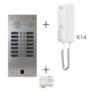 Kit Audio Préprogrammé, 2Voice, Platine Et Postes, 2 Rangée, 14 Boutons