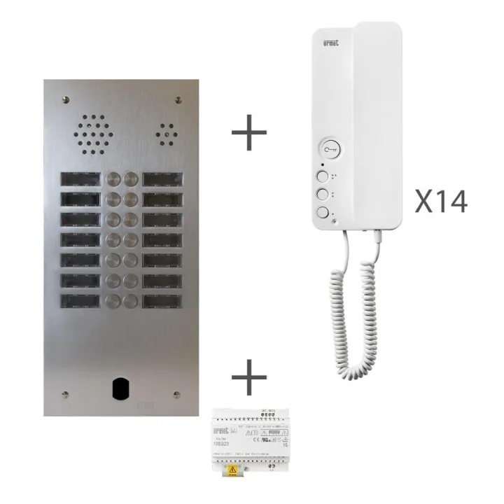 Kit Audio Préprogrammé, 2Voice, Platine Et Postes, 2 Rangée, 14 Boutons