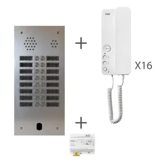 Kit Audio Préprogrammé, 2Voice, Platine Et Postes, 2 Rangées, 16 Boutons