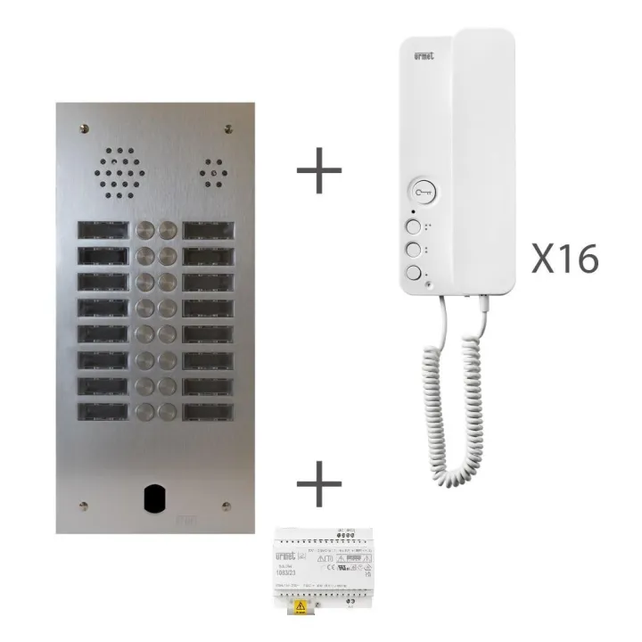 Kit Audio Préprogrammé, 2Voice, Platine Et Postes, 2 Rangées, 16 Boutons