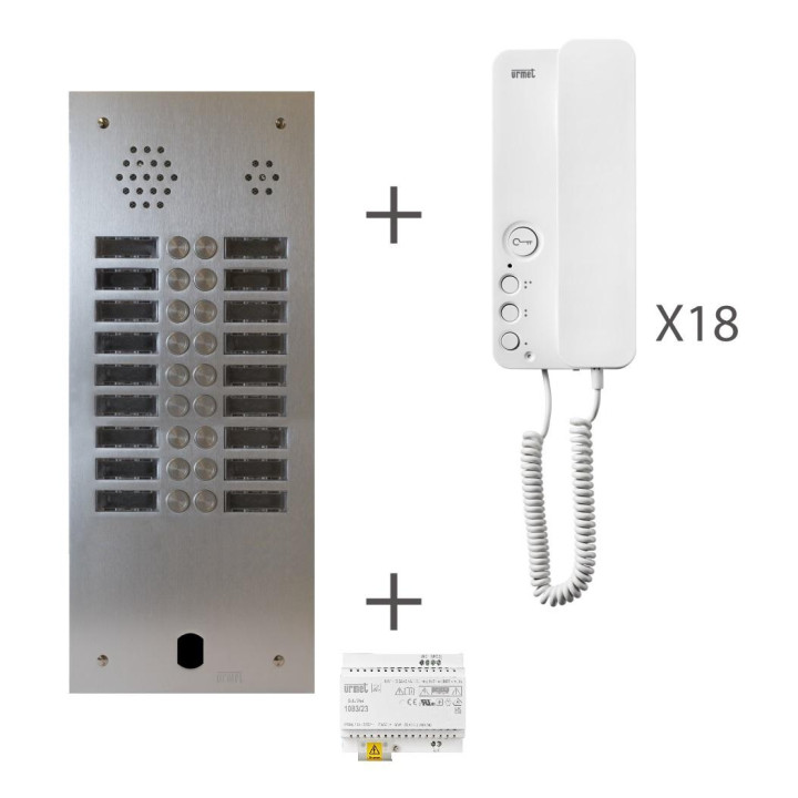 Kit Audio Préprogrammé, 2Voice, Platine Et Postes, 2 Rangée, 18 Boutons