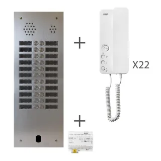 Kit Audio Préprogrammé, 2Voice, Platine Et Postes, 2 Rangée, 22 Boutons