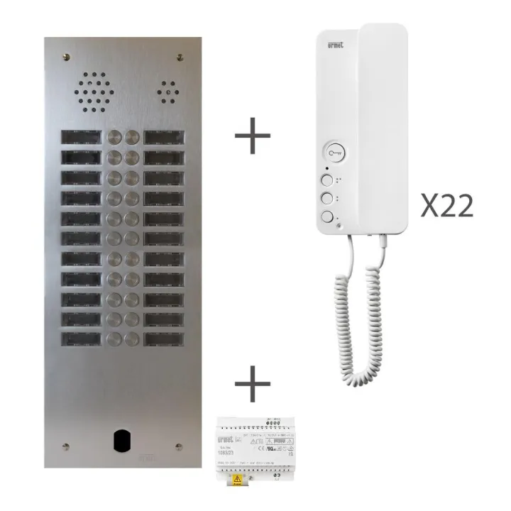 Kit Audio Préprogrammé, 2Voice, Platine Et Postes, 2 Rangée, 22 Boutons