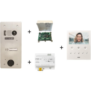 Kit Vidéo Préprogrammé, 2Voice, Platine Et Moniteurs, 1 Rangée, 1 Bouton