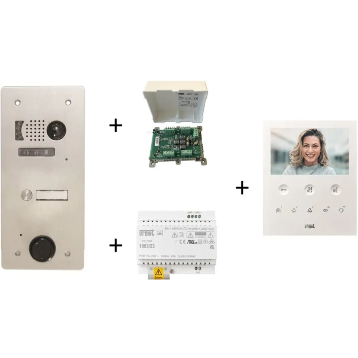 Kit Vidéo Préprogrammé, 2Voice, Platine Et Moniteurs, 1 Rangée, 1 Bouton