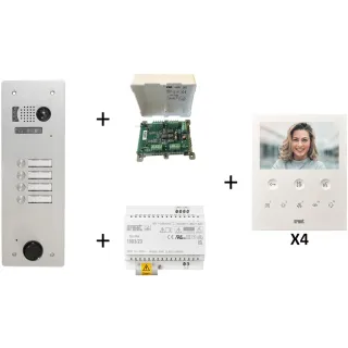 Kit Vidéo Préprogrammé, 2Voice, Platine Et Moniteurs, 1 Rangée, 4 Boutons