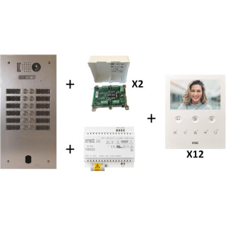 Kit Vidéo Préprogrammé, 2Voice, Platine Et Moniteurs, 2 Rangées, 12 Boutons