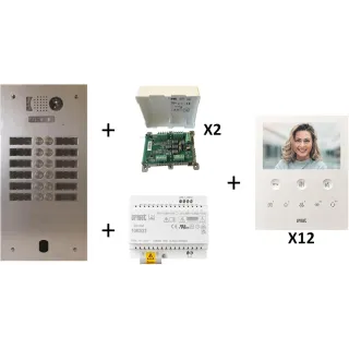 Kit Vidéo Préprogrammé, 2Voice, Platine Et Moniteurs, 2 Rangées, 12 Boutons