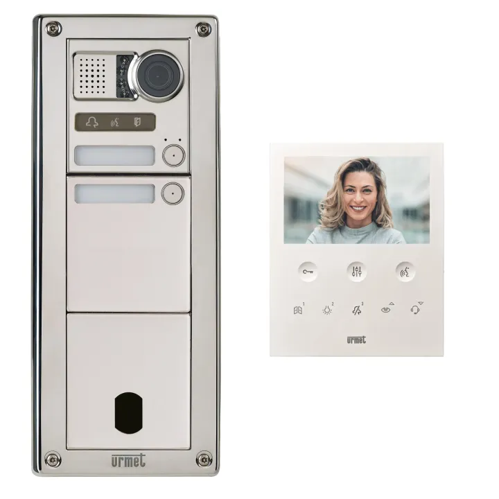 Kit Platine Poste Video P/ Sinthesi Steel Inox 2 Boutons 3 Modules 2V Programmé