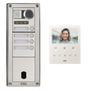 Kit Platine Poste Video P/ Sinthesi Steel Inox 4 Boutons 3 Modules 2V Programmé