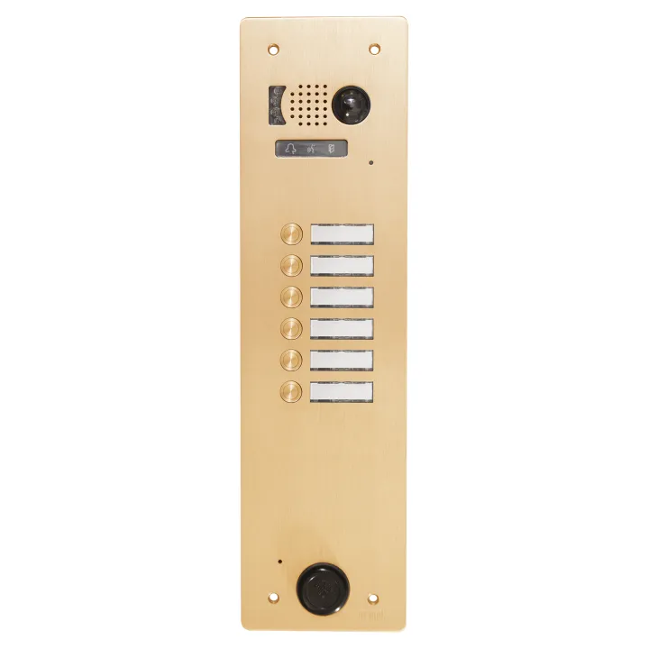 Plaque Video Alu 6 Bp 2Voice Champagne pour systèmes URMET