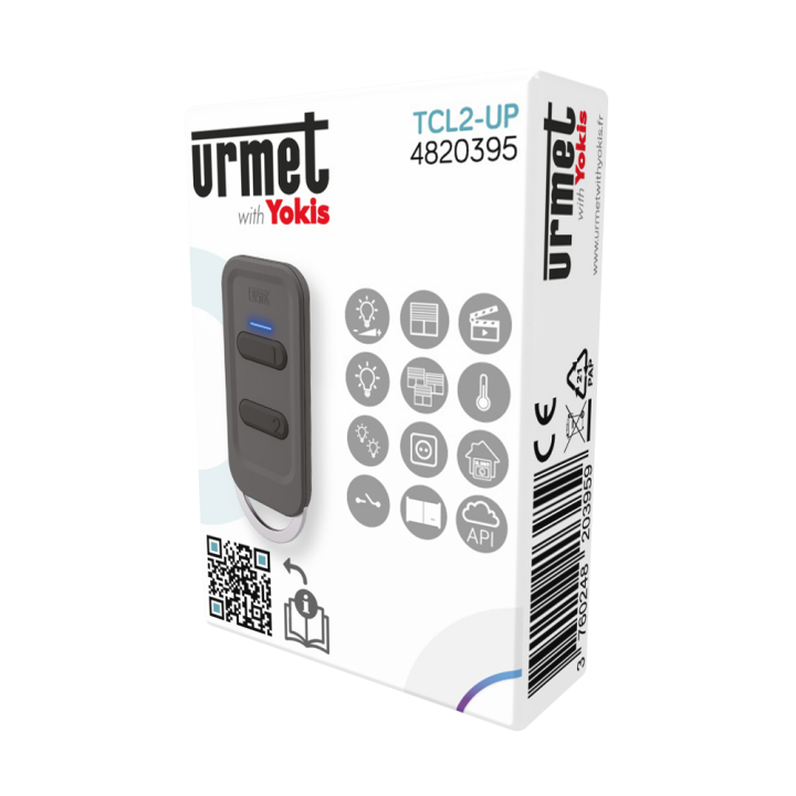 Télécommande Multifonction Tlc2-Up Urmet With Yokis - Format Porte-Clé - 2 Touches - Zigbee 3.0 - Noir