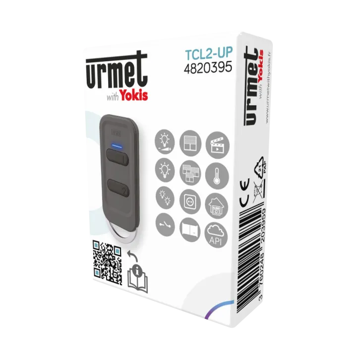 Télécommande Multifonction Tlc2-Up Urmet With Yoki - Format Porte-Badge - 2 Touch - Zigbee 30 - Noir