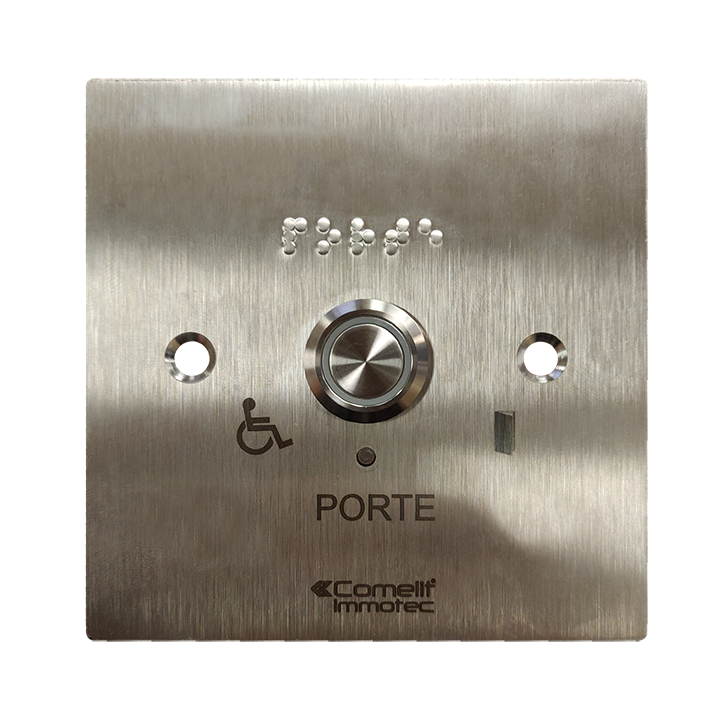BOUTON Sonore + Led monté sur façade inox 100x100--