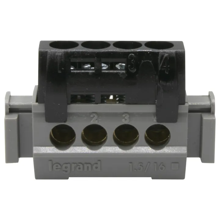 Bornier De Répartition Isolé Ip2X Phase - 4X1,5Mm² À 16Mm² Noir - Longueur 47Mm
