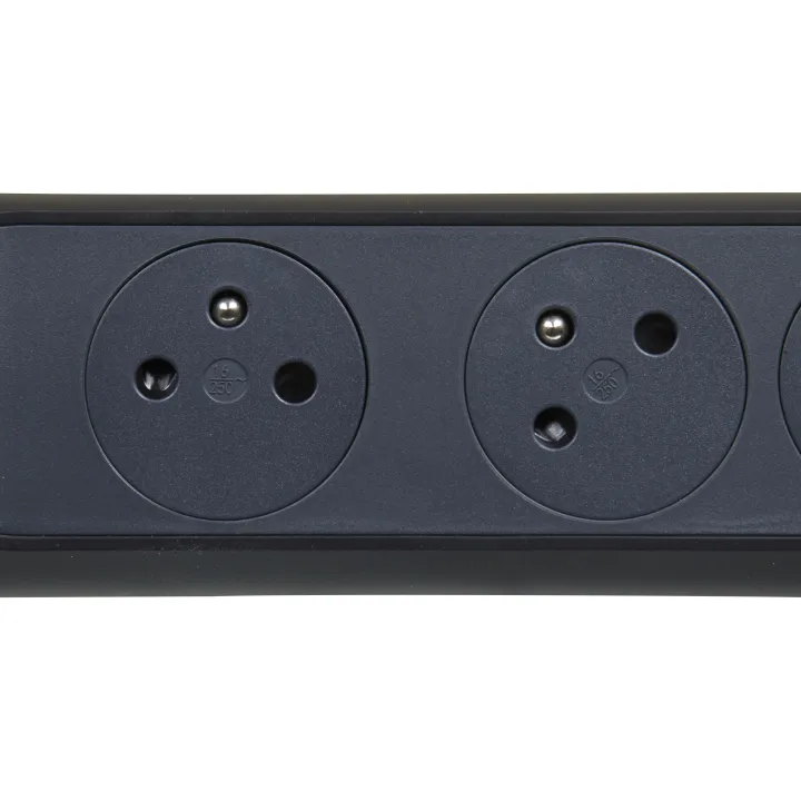 Rallonge 3X2P+T Surface Avec Interrupteur Et Cordon 1,5M 3G 1Mm² - Noir/Gris
