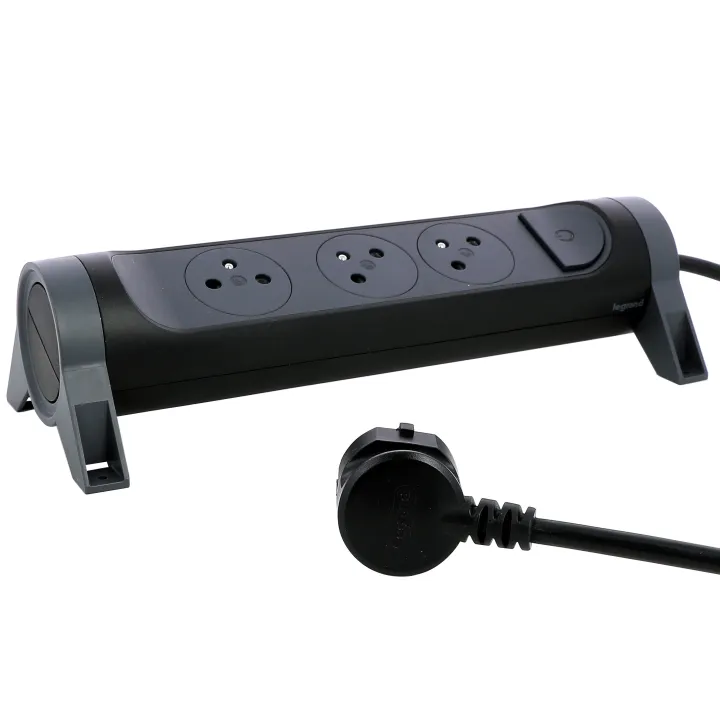 Rallonge 3X2P+T Surface Avec Interrupteur Et Cordon 1,5M 3G 1Mm² - Noir/Gris
