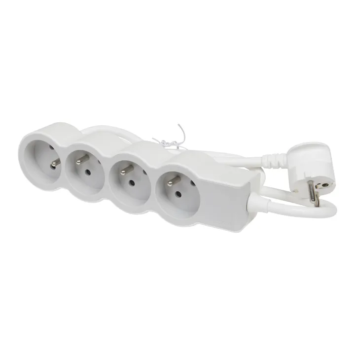 Rallonge 4X2P+T Avec Cordon 1,5M 3G 1Mm² - Blanc/Gris Clair