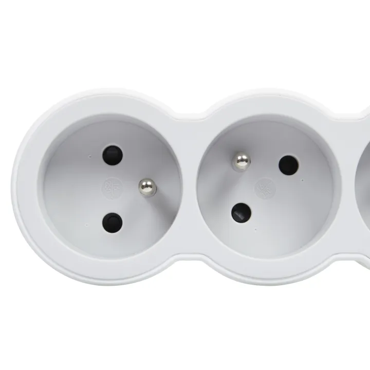 Rallonge 4X2P+T Avec Cordon 1,5M 3G 1Mm² - Blanc/Gris Clair